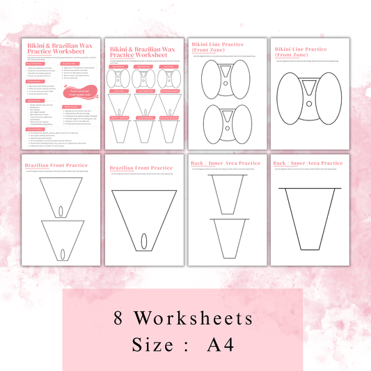 Brazilian Wax Training PDF | Bikini Wax Practice Sheet | Esthetics Workbook for Waxing Students | Hair Removal Training Printable