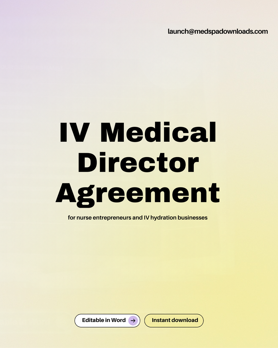 Mobile IV Therapy Medical Director Agreement Template | Editable Microsoft Word & Canva Template