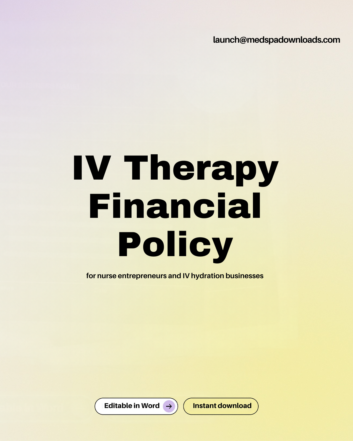 IV Therapy Patient Responsibility & Financial Policies Template | Editable Microsoft Word IV Hydration Payment Policy Form
