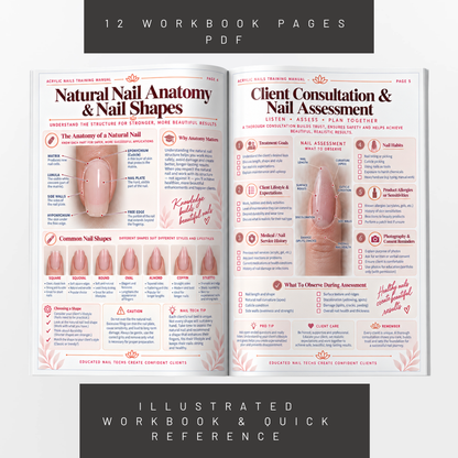 Acrylic Nails Training Manual , Illustrated Nail Tech Workbook (Printable PDF)