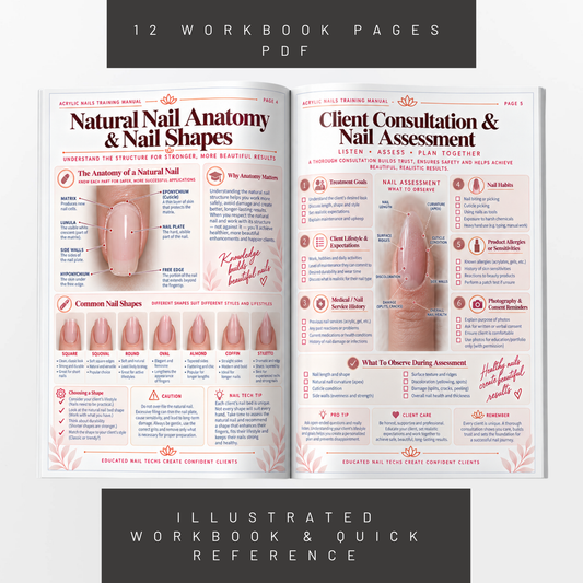 Acrylic Nails Training Manual , Illustrated Nail Tech Workbook (Printable PDF)