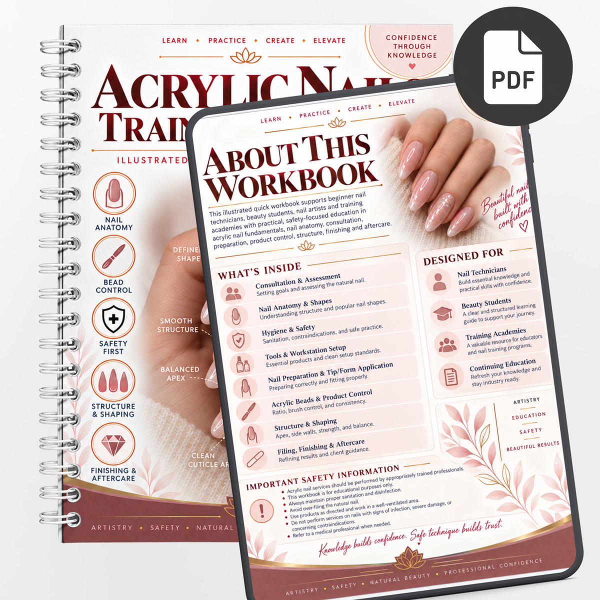 Acrylic Nails Training Manual , Illustrated Nail Tech Workbook (Printable PDF)