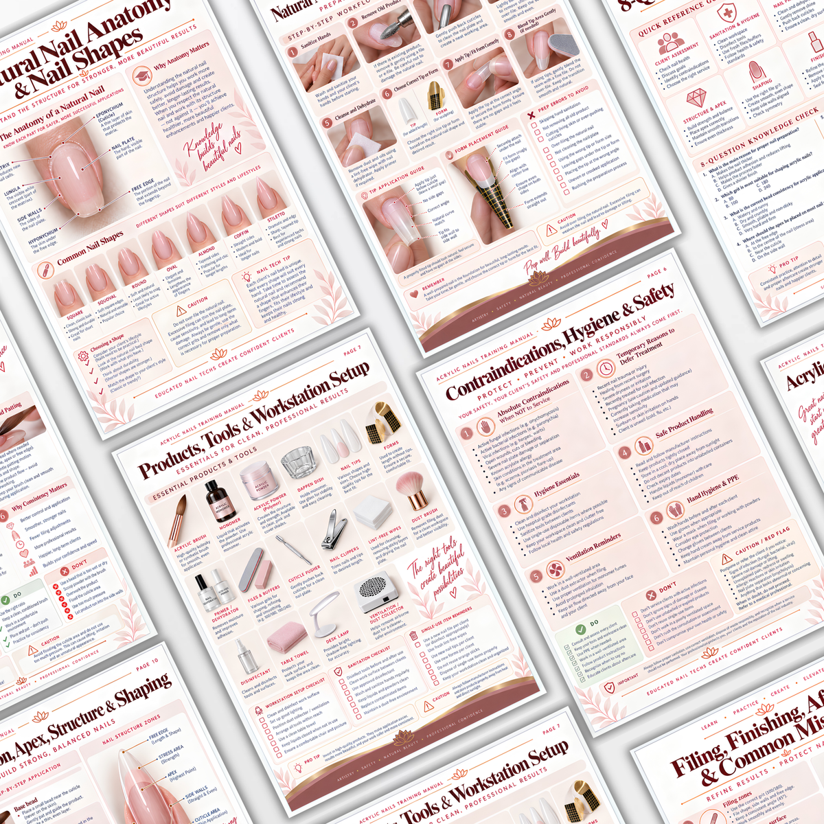 Acrylic Nails Training Manual , Illustrated Nail Tech Workbook (Printable PDF)