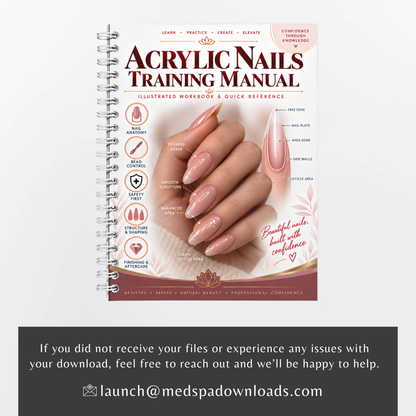 Acrylic Nails Training Manual , Illustrated Nail Tech Workbook (Printable PDF)