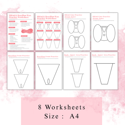 Brazilian Wax Training PDF | Bikini Wax Practice Sheet | Esthetics Workbook for Waxing Students | Hair Removal Training Printable