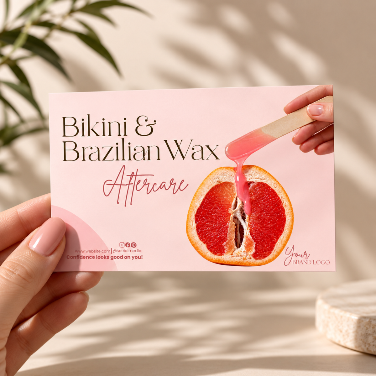 Brazilian Wax Aftercare Card Template, Bikini Wax Aftercare Instructions, Editable Canva Template, Esthetician Client Card, Spa Card