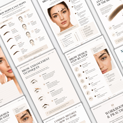 Brows Training Manual Workbook for Aesthetic Professionals | Brow Mapping, Shaping, Tinting & Aftercare Guide PDF
