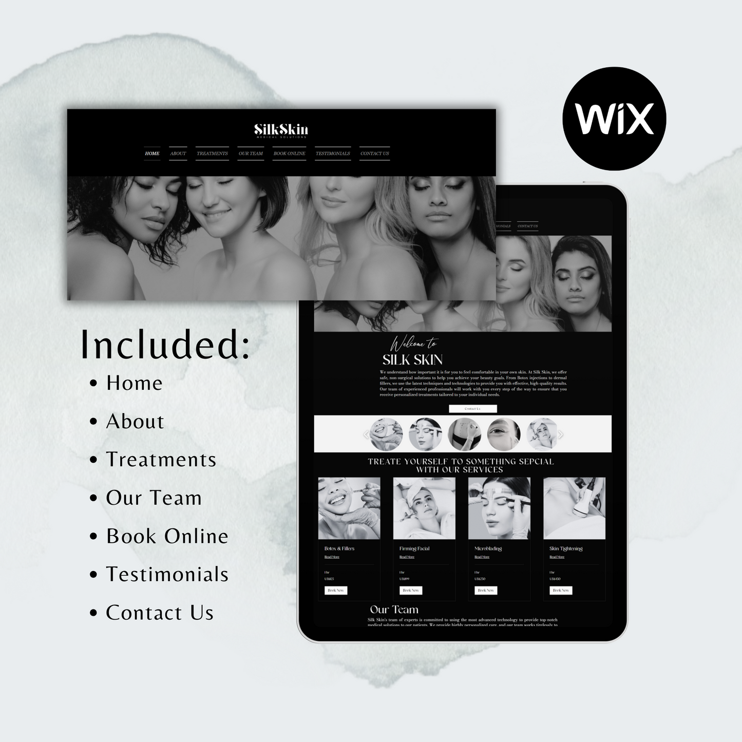 Clinical Spa Wix One Page Website Templates