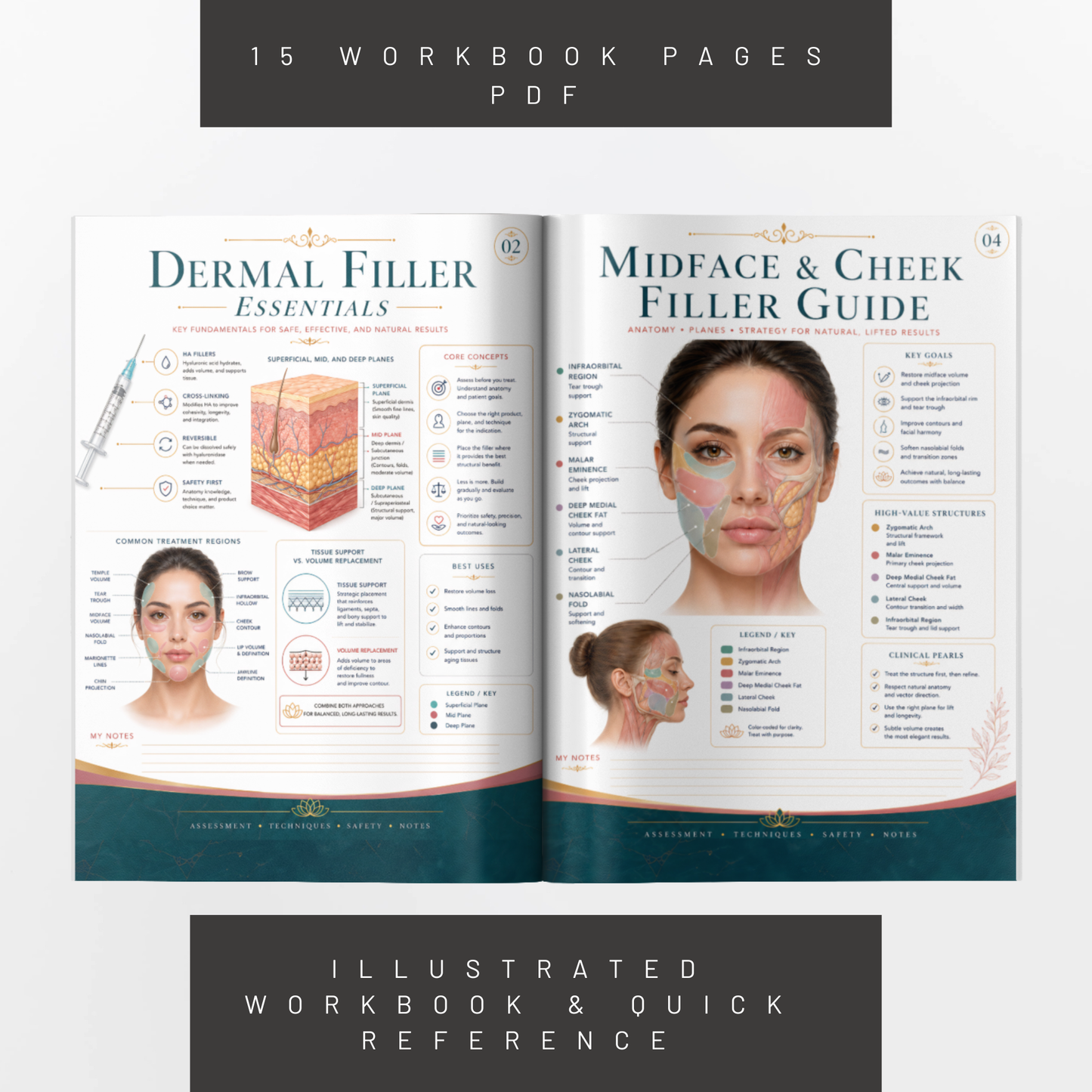 Dermal Filler for Aesthetic Injectors PDF Workbook | Facial Assessment, Filler Techniques, Safety Pearls & Treatment Planning Guide