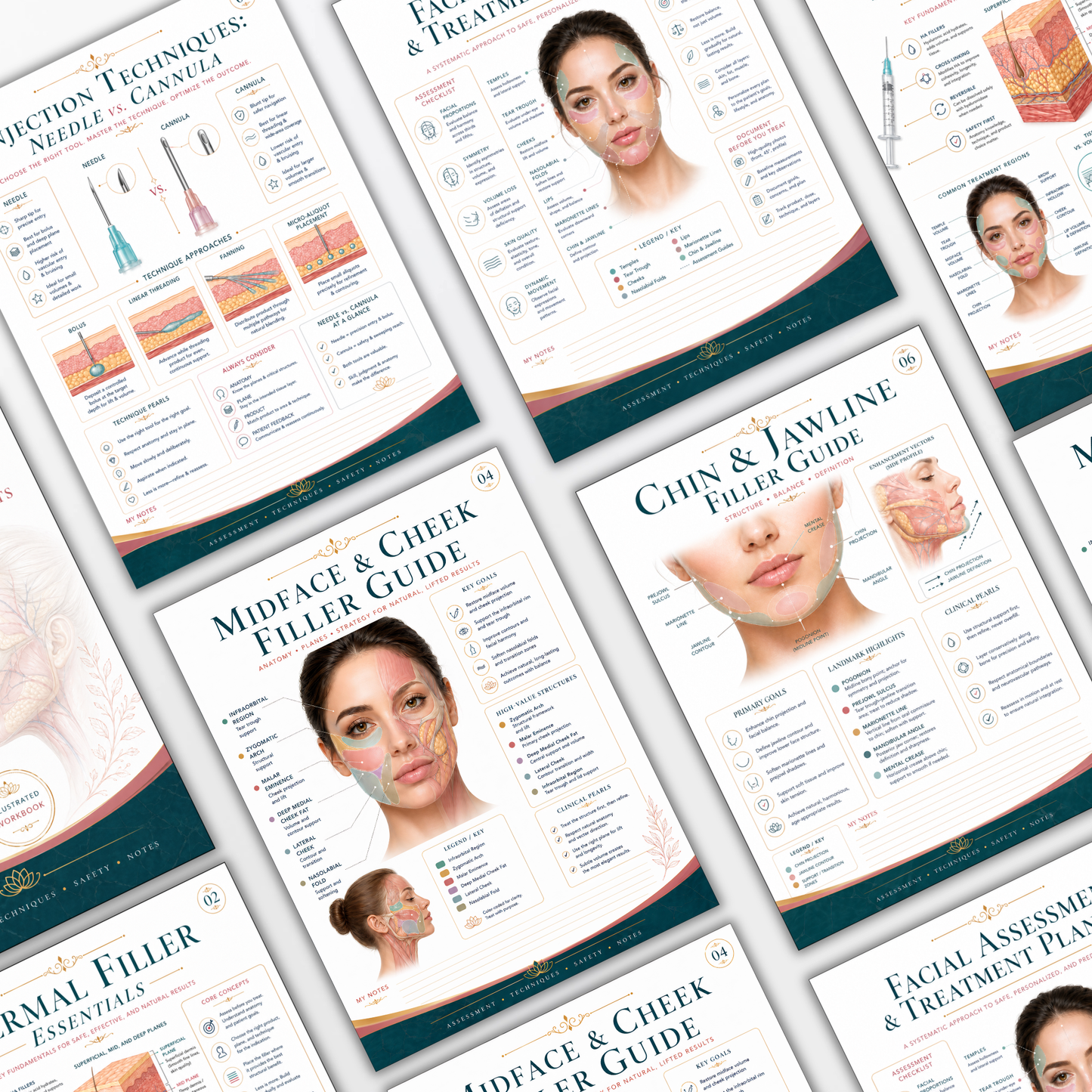 Dermal Filler for Aesthetic Injectors PDF Workbook | Facial Assessment, Filler Techniques, Safety Pearls & Treatment Planning Guide