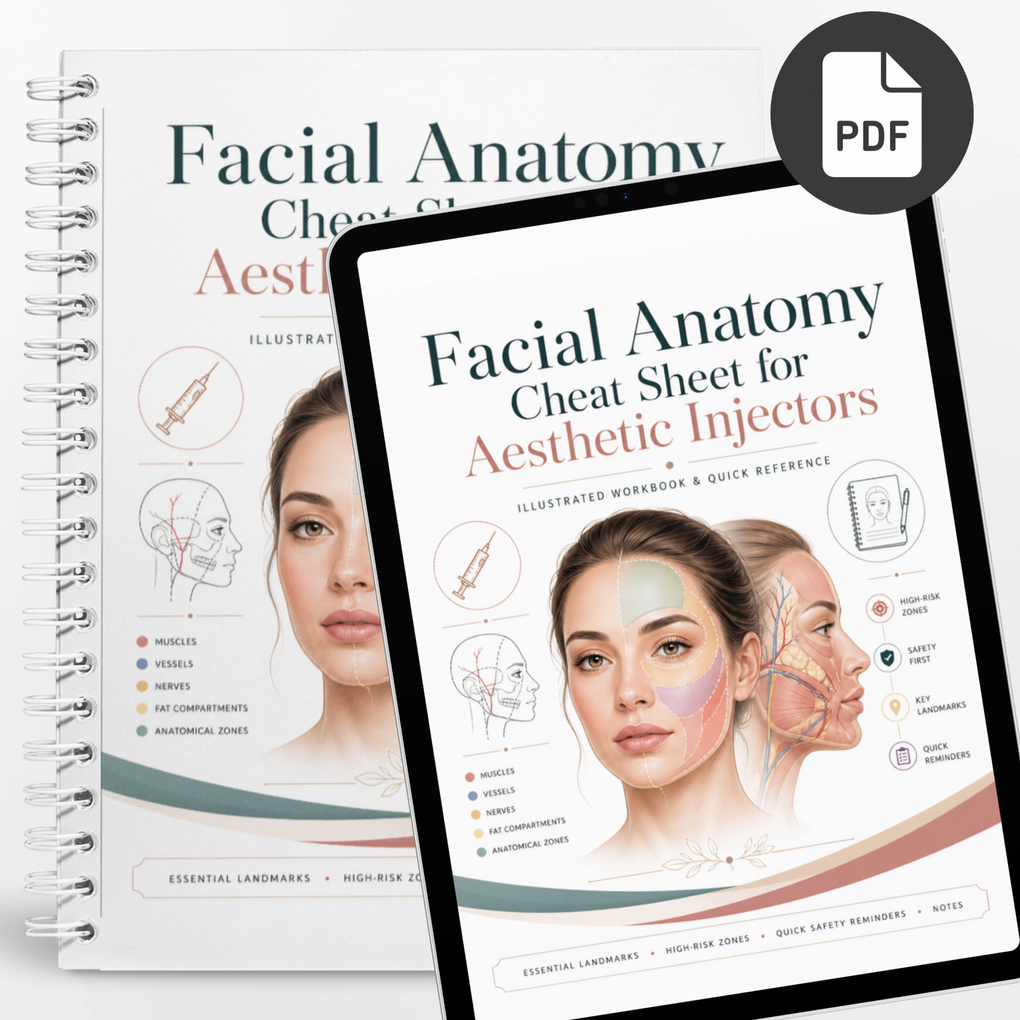 Facial Anatomy Cheat Sheet for Aesthetic Injectors PDF Workbook | Injection Safety Guide, Facial Landmarks & Anatomy Reference