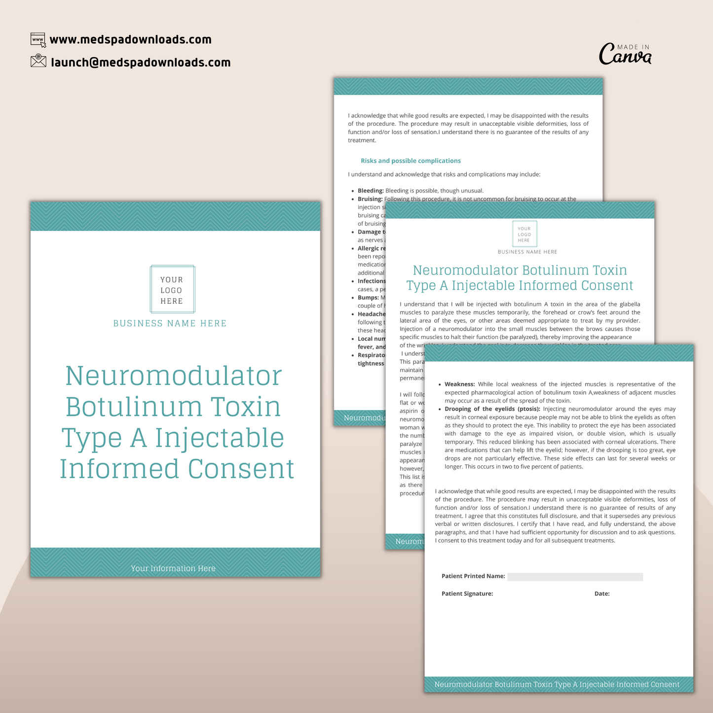 Injectables Forms Bundle Canva Templates