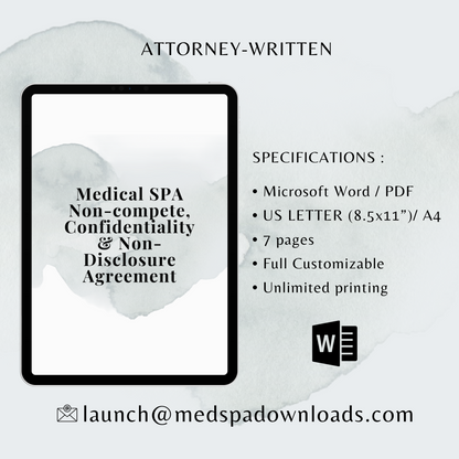 Medical SPA Non-compete, Confidentiality and Non-Disclosure Agreement