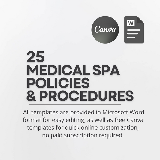 Medical Spa Policy & Procedure Bundle HIPAA, OSHA, and industry standards