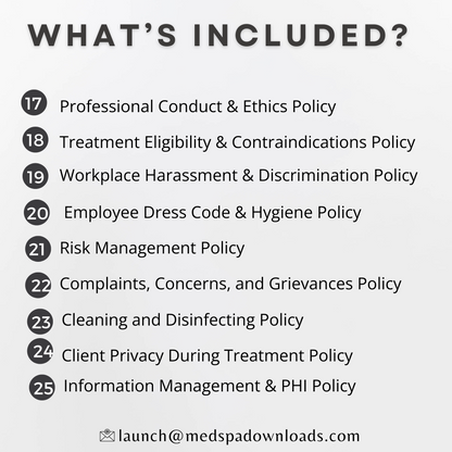 Medical Spa Policy & Procedure Bundle HIPAA, OSHA, and industry standards